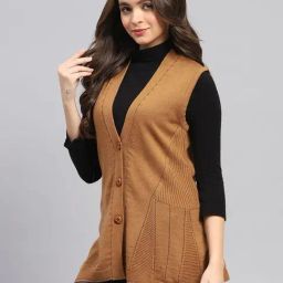 Monte Carlo Mustard Regular Fit Self Pattern Cardigan image 3