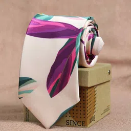 Tossido Men White & Violet Printed Broad Tie-picture-26