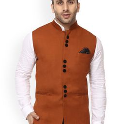 VEERA PARIDHAAN Chinese Collar Nehru Jacket-image-45