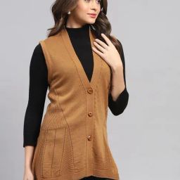 Monte Carlo Mustard Regular Fit Self Pattern Cardigan image 4