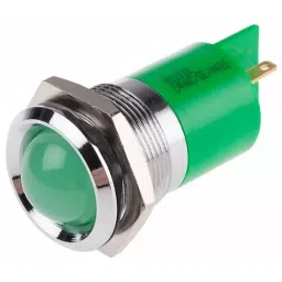 RS PRO Green Panel Mount Indicator , Mounting Hole Size 22 mm, Termination Type Solder Tab, Model No 211112-28