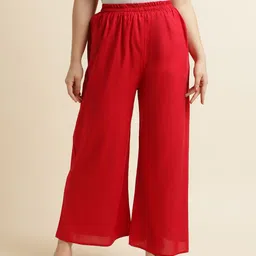 Fabclub Women Red Solid Wide Leg Palazzos-picture-18