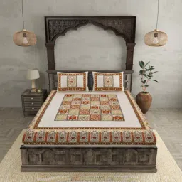 JaipurFabric Brown 240 TC 100% Cotton The Rich Legacy Double Bedsheet with 2 Pillow Covers-image-99