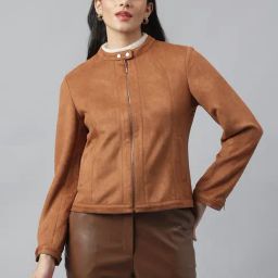 Latin Quarters Tan Polyester Regular fit Solid Jacket-picture-31