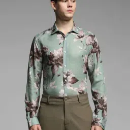 Jack & Jones Brown Slim Fit Floral Print Shirt-picture-28