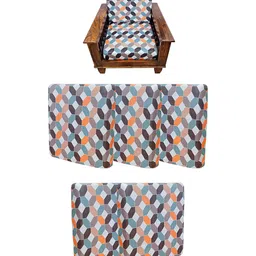ohello Beige & Orange 5 Pieces Sofa Covers-image-82