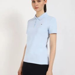 TOMMY HILFIGER Sweet Blue Slim Fit Cotton Solid Polo T-Shirt-picture-18