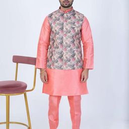 Aadi Shuddh Men Pink Kurta Sets-image-14
