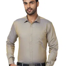 Park Avenue Yellow Slim Fit Texture Shirt-picture-2