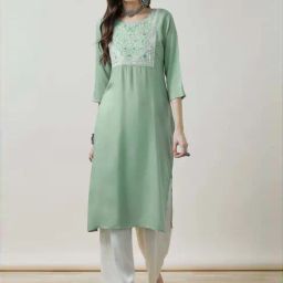 Soch Sap Green Embroidered Straight Kurta-image-31