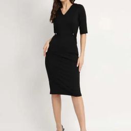 Fablestreet Black Fitted Dress-image-62