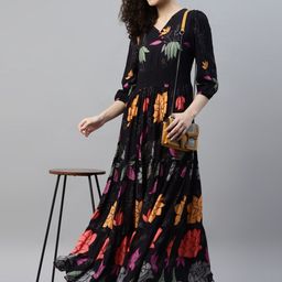 Krunal Raiyani Floral Printed V-Neck Fit & Flare Maxi Dress-picture-22