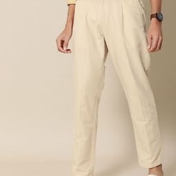 Mr Bowerbird Men Beige Liberal Fit Pleated Trousers-image-74