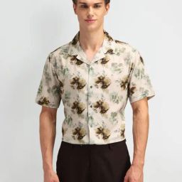 Arrow New York Beige Cotton Slim Fit Printed Shirt-image-71