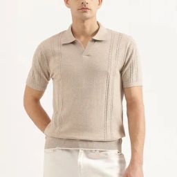 United Colors Of Benetton Beige Pure Cotton Regular Fit Striped Polo T-Shirt-image-73
