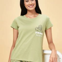 Dreamz by Pantaloons Green Cotton Graphic Print T-Shirt-picture-15