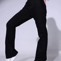 Hubberholme Black Cotton Flared Fit High Rise Jeans-image-76