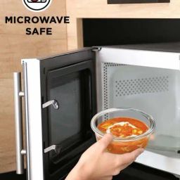 ALLO White Glass Microwave Safe Round Container For Fridge Storage (400 ML)-13