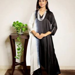 Spring Soul Black Cotton Plain Kurta-image-19