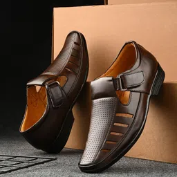 Azzaro Black Men Brown Shoe-Style Sandals-image-25