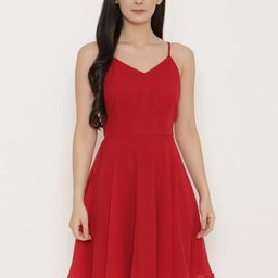 MABISH by Sonal Jain Red Fit and Flare Skater Dress-image-59