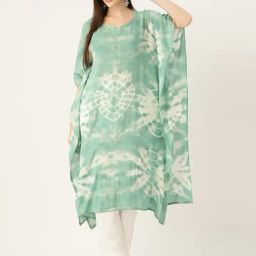 maaesa Green Printed A Line Kaftan-picture-0