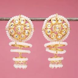 Fida Pink Beads Embellished White Dangler-15