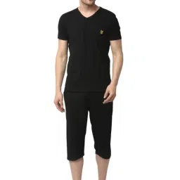 Vimal Jonney Black Cotton Regular Fit Nightwear Set-picture-37