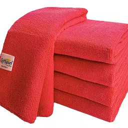 Softspun 40x40 cm 340 GSM Red Microfiber Towel Pack of 5 Pcs-image-94