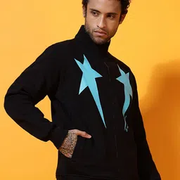GRIFFEL Men Graphic Printed Mock Collar Sweatshirt image 3