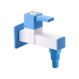 Sparsh Pearl Bib Cock with Flange Ludo Pro Series PTMT Blue, White Glossy Finish, LPR-1290-29