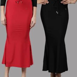 TWIN BIRDS Red & Black Plain Saree Shapewear - Pack Of 2-picture-4