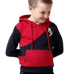 Kate & Oscar Kids Red & Navy Cotton Color Block Full Sleeves Sweatshirt-picture-10