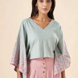 Akkriti by Pantaloons Green Cotton Printed Top-picture-47