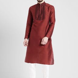 KISAH Men Rust Solid Straight Kurta-40