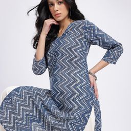 Anouk Rustic Chevron Printed V-Neck Straight Kurta-image-98