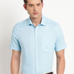 Turtle Men Standard Spread Collar Solid Cotton Slim Fit Formal Shirt-image-85
