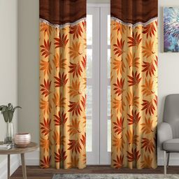 Cortina Orange & Brown Set of 2 Long Door Curtains-16