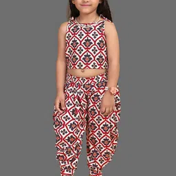 JOVK DESIGN Girls Printed Top & Dhoti Pant Set-image-29