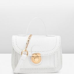DressBerry Geometric Textured Structured Satchel Bag-16