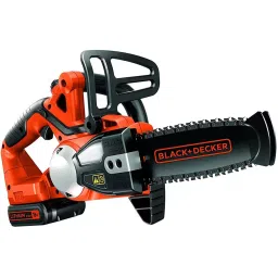 Black+Decker Electric Chainsaw with 18 V 2 Ah Lithium Ion Battery 20 cm Chain Length, GKC1820L20-QW-18