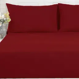 Maspar Red 100% Cotton 200 TC Bed Sheet Set-image-50