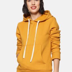 Campus Sutra Women Mustard Solid Hooded Sweatshirt-image-79