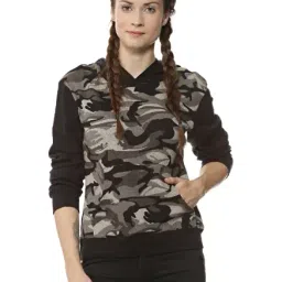 Campus Sutra Beige & Black Camo Print Hoodie-image-93