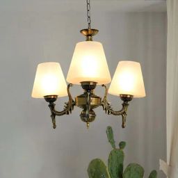 Fos Lighting Gold Mild Steel Antique Wide 3-Light Mini Ceiling Chandelier Hanging Light-image-41