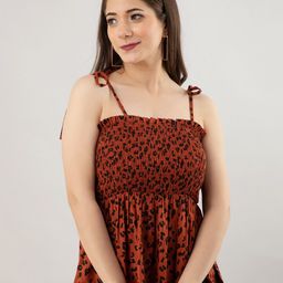 PRETTY LOVING THING Rust Animal Print Empire Top-image-83