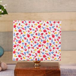 Devansh White & Red Floral Printed Square Lamp-50