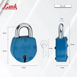 Link 42 mm Steel Polished Finish with 2 Keys Colored Padlock No.21 (Set of 10 Piece) image 5