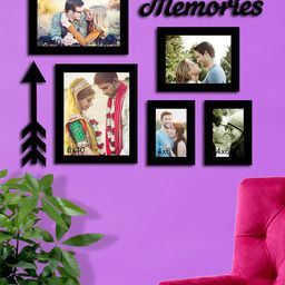 Art Street Black Solid Set Of 5 Wall Photo Frames-1