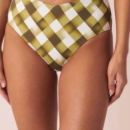 La Vie En Rose Green Chequered Bikini Bottom-image-91